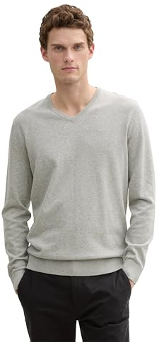 TOM TAILOR Herren 1012976 Basic Strickpullover Mit V-Ausschnitt, 30024 - Explorer Green, L EU