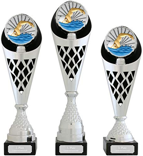 Pokal SCHWIMMEN Schwimmsport Serie VERDUN Trophäe silber groß mit Gravur
