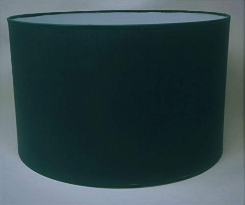 Zylinder Lampenschirm Baumwolle Stoff handgefertigt für Deckenleuchte, Tischleuchte, Stehlampe (Dunkelgrün, 25 cm Durchmesser 20 cm Höhe)