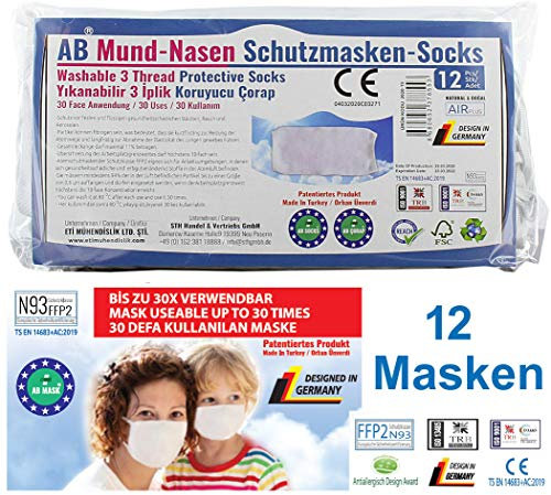 Veova 2 x Feinstaubmasken Atemschutzmasken Mundschutz Maske Socks (bis zu 30 x Verwendbar/Waschbar wiederverwendbar)