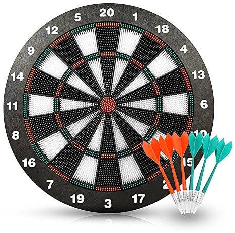 Queta Kids Dart Board - 16 Inch Safety Board with Soft Rubber Darts - Fitness Game for Children