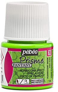 Pébéo – Fantasy Prisme Vert fluo – Peinture Vert fluo Effet Alvéolé – Rendu fluo – Peinture Multisupport - 45 ml