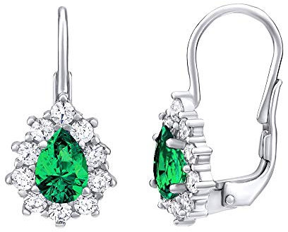 SILVEGO Damen Ohrringe aus 925 Sterling Silber mit grünem Stein Swarovski Created Stones