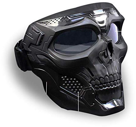 Masque de Moto avec Masque Amovible et Filtre de Bouche pour Casque Vintage Motif tête de Mort