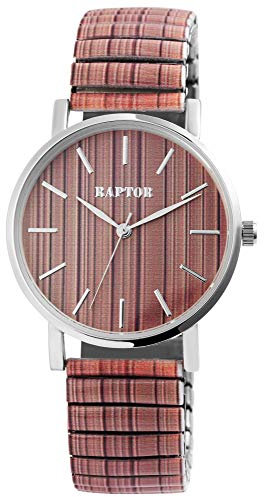 Raptor Colorful Edition Damen-Uhr Zugband Edelstahl Motiv Bunt Print Analog Quarz (beige)