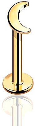 BlackAmazement 316L Edelstahl Labret Ohrstecker Tragus Helix Monroe Piercing Halbmond Crescent Sichel Mond Moon Silber Gold Damen (Farbe Gold- Stablänge 8mm)