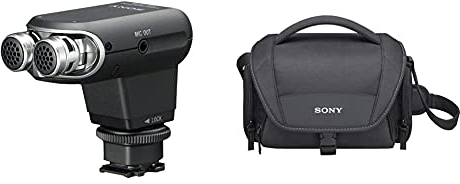 Sony ECM-XYST1M Stereomikrofon für Kameras & Camcorder mit Multi-Interface-Zubehörschuh (120-Grad-Sound) schwarz & LCS-U21 Universal-Tasche für Handycam, Alpha und Cybershot Kameras
