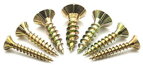 500 Stück Spanplattenschrauben Dresselhaus JD-79 / Größe: 4,5 x 20 mm/galvanisch verzinkt und gelb chromatiert Torx Holzschrauben