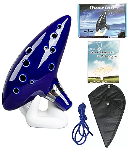 DHwebWLP Zelda Ocarina of Time (Songs From the Legend of Zelda) 12-Loch-Alt-C-Okarina-Instrument, Geschenk für Zelda-Fans, Anfänger, mit Ständer, Notenbuch, Umhängeband