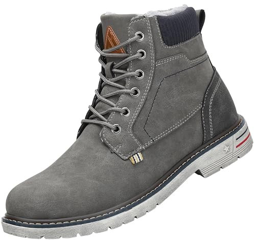 Mishansha Stivali da Neve Uomo Inverno Adulto Outdoor Antiscivolo Pelliccia Foderata Impermeabili Scarponi da Trekking, Grigio 47