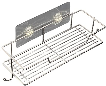 SIMSA-Expert Duschablage Duschkorb Badregal rostfreier Edelstahl Chromoptik ohne Bohren Wandregal (BR_A2 30x11x6 cm)