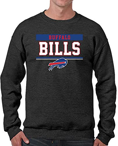 Team Fan Apparel NFL Adult Long Sleeve Team Block Charcoal Crewneck Sweatshirt - Stay Warm & Represent Your Team with Style, Charcoal, Large