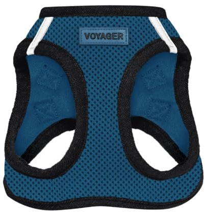 Best Pet Supplies Voyager Step-In Air Hundegeschirr – Allwetter-Netzgewebe für kleine und mittelgroße Hunde – Geschirr (blau/schwarzer Rand), Größe M