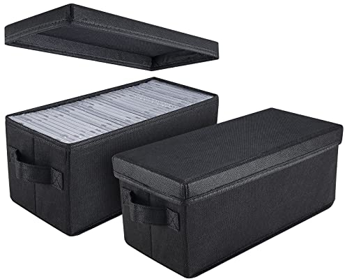 UENTIP CD Aufbewahrungsbox –Pack of 2 CD Case Holder-13.2 x5.9 x 5.3,Behälter für 30 CDs in vollen Jewel Hüllen,60 CDs in schlanken Hüllen und 165 Discs in CD Sleeves,Schwarz (2 Stück)