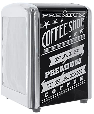 Serviettenspender Diner Serviettenhalter mit Retro-Logo, ca. 14,5 x 10,5 x 9,5 cm, inkl. 60 Servietten (Premium Coffee Shop)