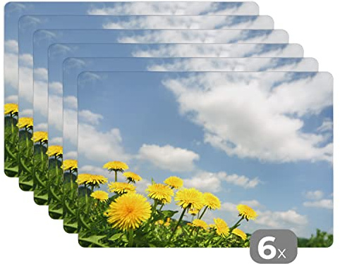 Placemats Platzdeckchen Platzset Tischset 6-teilig Tischdeko Untersetzer 45x30 cm Wolken - Löwenzahn - Frühling