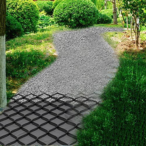Stabilisateur Gravier Gazon Dalle Stabilisatrice Gravier Grille - Stabilisation Géogrille 5 Cm Polyéthylène, Avec Système D'étirement Et Trou De Vidange, Grilles De Pavés Perméables Pour Autour De Pis