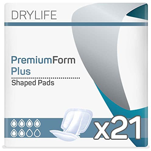 Drylife Premium Form Unisex Incontinence Shaped Pads Dry Feel Technology, Anti-Leakage Cuffs, Odour Control & 100 Percent Breathable Cotton Material