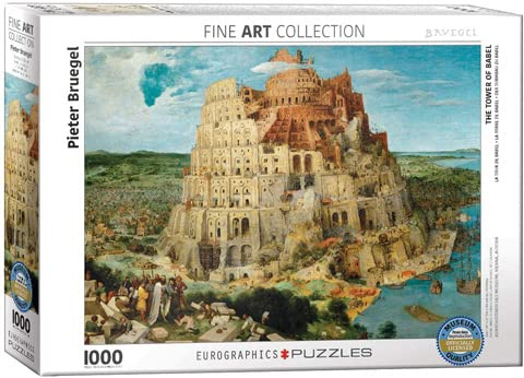 Pieter Bruegel - Der Turmbau zu Babel - 1000 Teile Puzzle im Format 68x48 cm + Deluxe 3er Set Puzzle Zubehör