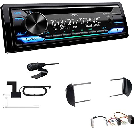 JVC KD-DB922BT 1-DIN Autoradio CD-Receiver Bluetooth DAB+ Digital Radio Einbauset passend für Volkswagen VW New Beetle und New Beetle Cabrio 1998-2010 schwarz