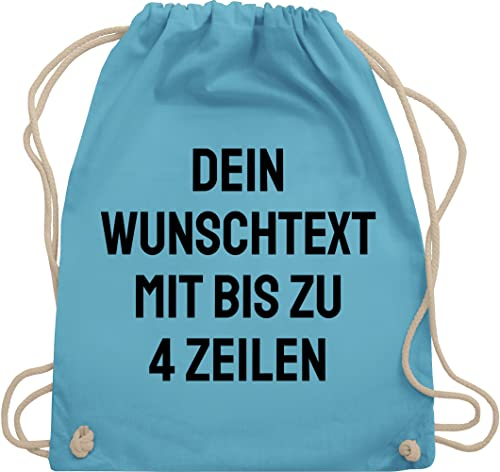 Turnbeutel Rucksack - Aufdruck selbst gestalten - Wunschtext I Eigener Text I Personalisierter Text I Custom Text - Unisize - Hellblau - beutel wechselkleidung personalisierte name stoffbeutel