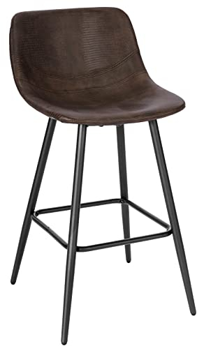 WOLTU Barhocker mit Rückenlehne, Barstuhl mit Sitzhöhe 63 cm, ergonomischer Hocker im Bar, Polsterstuhl mit Kunstlederbezug, Vintage-Hocker Braun, Stuhl aus Metall, BH351br-1