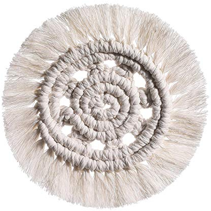 WEITING Runde Platzsets mit Bohemien-Fransen | Untersetzer Bohémien aus Makramee, Tischsets aus Baumwollseil, Untersetzer Boho für Küchendekorationen, 20 cm