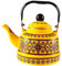 MagiDeal Large 2.5L Enameled Tea Kettle Teapot Coffee Kettle Cookware Hot Water Pot Teakettle for Stovetop for Kitchen Hiking Camping Outdoor Travel, Yellow A