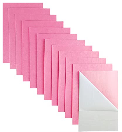 Jtnohx Feltro Adesivo, 11 Pezzi Tessuto Feltro Autoadesivo per L'artigianato, 20X30cm Stoffa Adesiva per Cassetto Gioielli Fai da Te(Rosa)