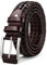 BULLIANT Gürtel Herren, Ledergürtel Geflochtene Gürtel für Herren Lässig Jeans Golfgürtel 35mm Breit Gewebte Gürtel,Geschenk Verpackt(Burgund-115cm/34-38 taille verstellbar)