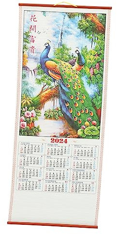Garneck 2024 Chinesischer Gott Wanddekoration Feng-shui-kalender Heimkalender Feng Shui Wandkalender Chinesischer Tierkreiskalender Agenda-planer-kalender Papier Kunstwerk Büro Glücklich