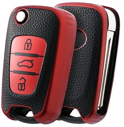 OATSBASF Autoschlüssel Hülle Geeignet für Hyundai, Schlüsselhülle Cover für Hyundai Verna Elantra Sportage Carens Forte Avante K2 K5 SONATA8 ix i30 Zubehör (P-Rot)