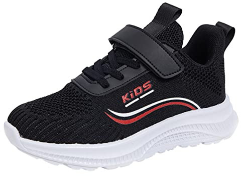 Yunyahe Unisex-Kinder Turnschuhe Mädchen Sportschuhe Leicht Atmungsaktiv Laufschuhe Outdoor Fitnessschuhe Sneaker Hallenschuhe (Black-1, 31.5)