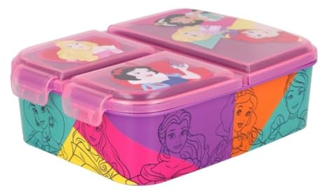 My sweety pop - Caja de aperitivos - Fiambrera - para niños - Guardería - Jardín de infantes - Escuela - Vacaciones - Comida - 19,5 cm - Idea de regalo - 3 compartimentos - Princesa - Rosa - Niña