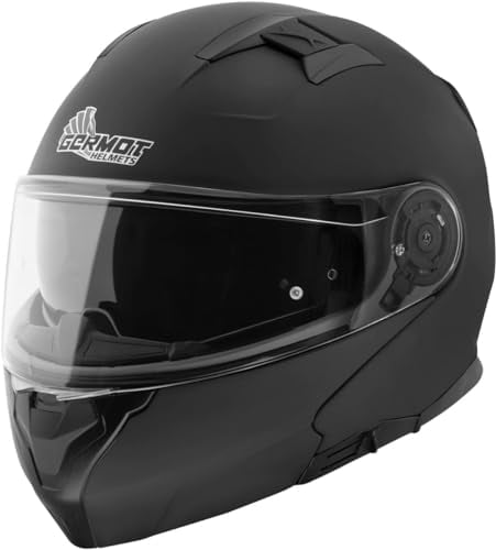 Germot GM 970 Klapphelm schwarz matt ECE 22.06 mit Sonnenblende und P/J Homologation, XS 53/54