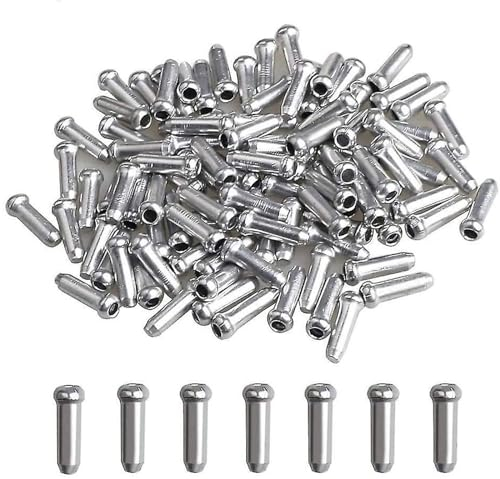 ORTAVA 100 Stück Silber Bowdenzug Endkappe, Endkappen Bremszug Fahrrad, Endkappen Schaltzug, Bowdenzug Nippel, Bowdenzug Fahrrad, Geeignet für Fahrrad Bremszug
