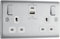 BG Electrical Double Switched Wall Plug Socket with Fast Charge Type A & C USB Charging Ports, Nexus Metal, Brushed Steel, White Inserts, 13A, 22W, NBS22UAC22W