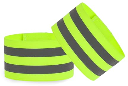 Prasacco 2 Stück Hosenklammer Fahrrad, Elastisch Reflektorbänder Gestrickter Fahrrad Hosen Clips aus Nylon Universal Elastische Fahrrad Hosenschutz für Radfahren, Joggen, Laufen, Haustier (Grün)