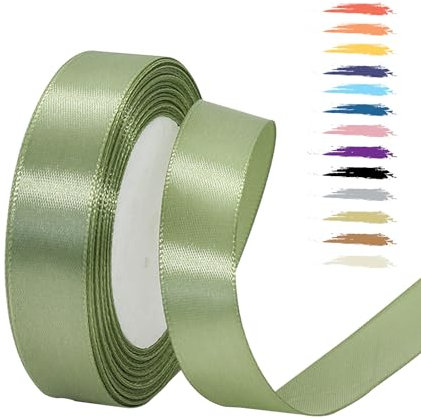 Nastro di raso verde salvia da 20 mm, 23 m, per confezioni regalo, auto per matrimoni, bouquet di fiori, scatole per torte e artigianato, nastro colorato per fai da te o compleanni, decorazioni per