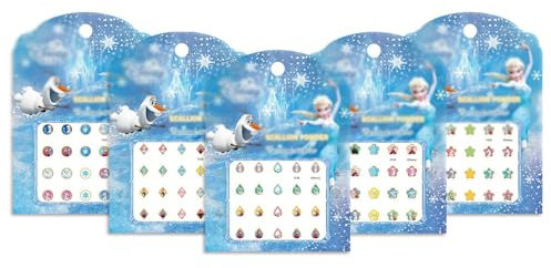 5 Fogli Adesivi per orecchini per ragazze, diversi design, gioielli per bambini, gioielli giocattolo, Cartoon Anime Orecchini Ragazze Bambini, adesivi con pietre preziose