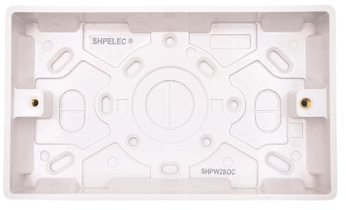 SHPELEC ® Premium Curved Edge White Electrical Sockets Range - Convenient and Versatile Power Solution (2 Gang Pattress Box, 1 Pack)