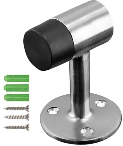 GIONAR Türstopper Boden Edelstahl, 50*50*75MM,für massive Türen geeignet | Metall-Türschließer Boden Schrauben,Türpuffer Wandmontage mit Gummi Puffer Enthält Befestigungsmittel