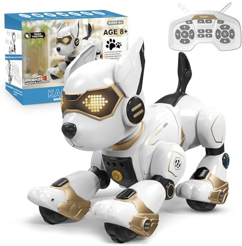 PRANITE Roboter Hund, Programmierbarer Roboterhund Ferngesteuerter Spielzeug, Wiederaufladbar für Kinder, mit Tierimitation, Sprachsteuerung, Gestensteuerung, Musik, Tanz, für Jungen Mädchen
