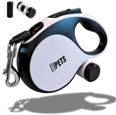 CORTESPETS® Hundeleine ausziehbar 5m für kleine und große Hunde bis 50 kg max - Hochwertige Rollleine - Ausziehbare Leine - Flexible Leine - Retractable Dog Leash - Ausziehleine - mit bequemem Griff