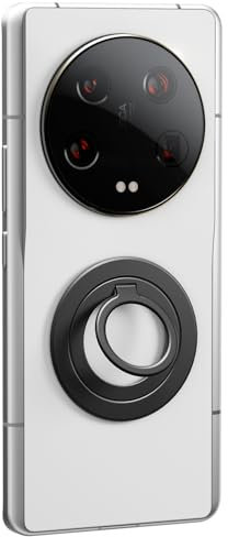 Adhesive Phone Grip, Strong Magnetic Phone Grip with 360° Rotate Ring, Thin Phone Ring Holder Compatible with MagSafe iPhone Samsung, LG, and Other Phones That Support Wireless Charging (Black)