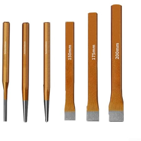 Kit de cinceles de aleación de acero de 6 piezas, perfecto para trabajos de piedra y ladrillo, con bolsa de lona