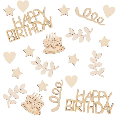 100 Stück Holz Konfetti Tischdeko Geburtstag,Happy Birthday Deko,Geburtstagsdeko Tisch,Streudeko Geburtstag,30/40/50/60 Geburtstag Deko,Für Frau Mann Mädchen Junge Kinder Geburtstage Partys Dekoration