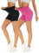 Missluck 2er Pack Radlerhose Damen Hohe Taille Kurze Sporthose Shorts Sommer Leggings Blickdicht Hotpants Unter Kleider für Yoga Sport, S-M, Schwarz/Pink