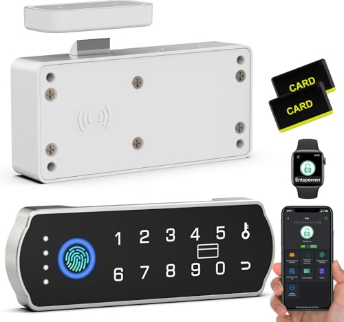 Eseesmart RFID Fingerabdruck Smart Lock, Kein Bohren Digitales Elektronisches Biometrisches Bluetooth Codeschloss Für Erwachsene, Spirituosen, Akten, Schreibtisch, Schrank, Silber