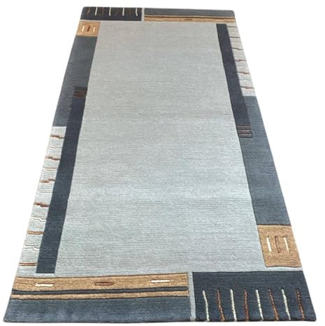 Rug Studios Teppich INDO NEPAL | Farbe: Silber-Grau | Größe: 90 x 160 cm | orientalisch | gemustert | Vintagedesign | glamourös | Landhaus | Vintage | elegant | Wohnzimmer | Schlafzimmer | strapazierf